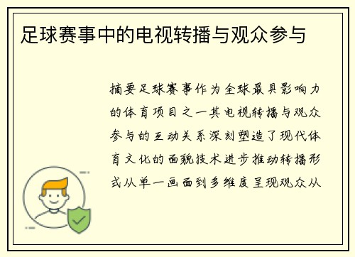 足球赛事中的电视转播与观众参与